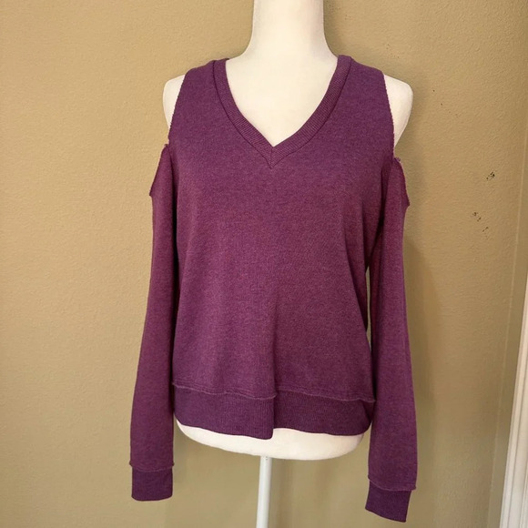 NEW! Alternative brand for NORDSTROM Purple Shoulder Cut Out Sweatshirt - small - Picture 2 of 7